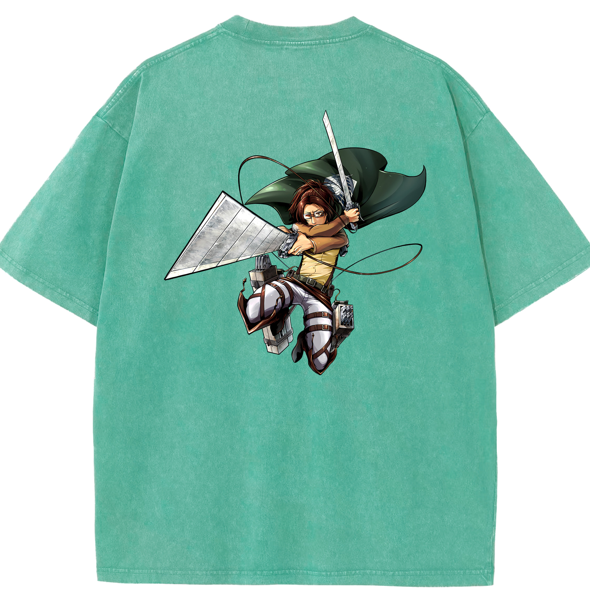 （画像用） 進撃の巨人 ハンジ·ゾエ Attack on Titan Hanji Zoe 綿100% ヴィンテージ風 半袖Tシャツ（背面プリント）